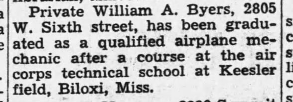 1942 0529 - William Byars. graduates air corps technical school.